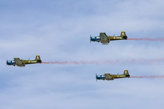Flying  CJ6 civilian training plane model