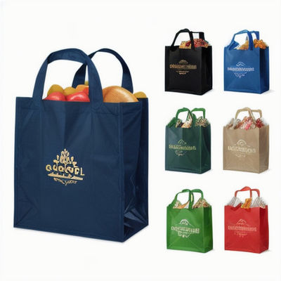 Eco-Friendly Medium Size Recycled Non-Woven Fabric Tote Bag Holographic Silver Metallic Shiny Portable Shopping Gift Bag
