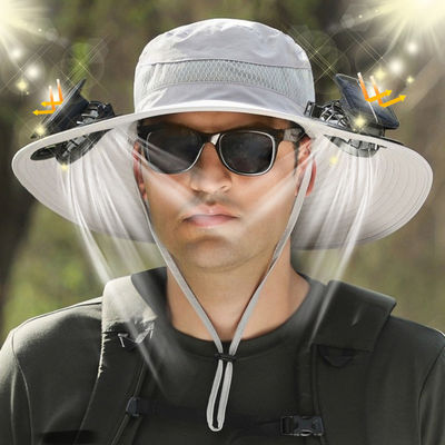 New Style Popular Cooling UV Protection Summer Outdoor Work Sun Protection Hat Solar Fan Hat With Two Solar Fans