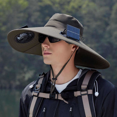 OEM Solar Fan Cap Solar Powered Cooling Fan Hat - Wide Brim Bucket Hat for Fishing, Hiking & Outdoor Sun Protection