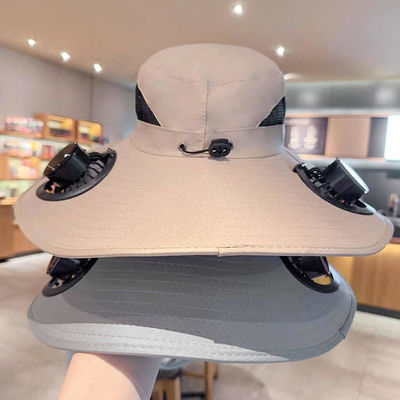 Men's Summer Denim Fisherman Hat with UV Protection Dual-Use Solar & USB Charging Fan Reversible and Strong Wind Power