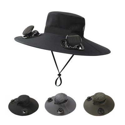Men's Summer Denim Fisherman Hat with UV Protection Dual-Use Solar & USB Charging Fan Reversible and Strong Wind Power