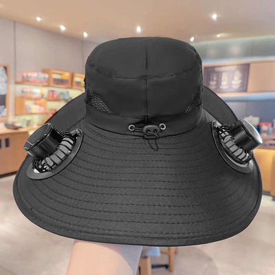 Men's Summer Denim Fisherman Hat with UV Protection Dual-Use Solar & USB Charging Fan Reversible and Strong Wind Power