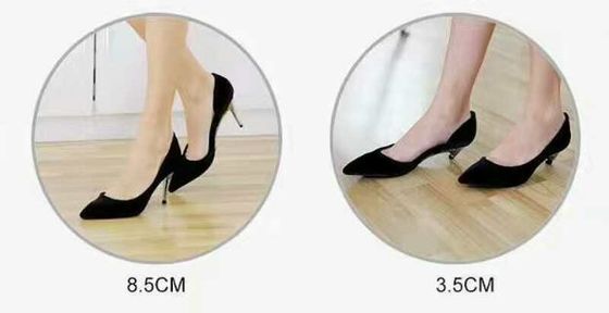 Women's foldable High Heels with Square Pointed Metal Buckle Casual Comfortable PU Insole Anti-Slippery Light Weight